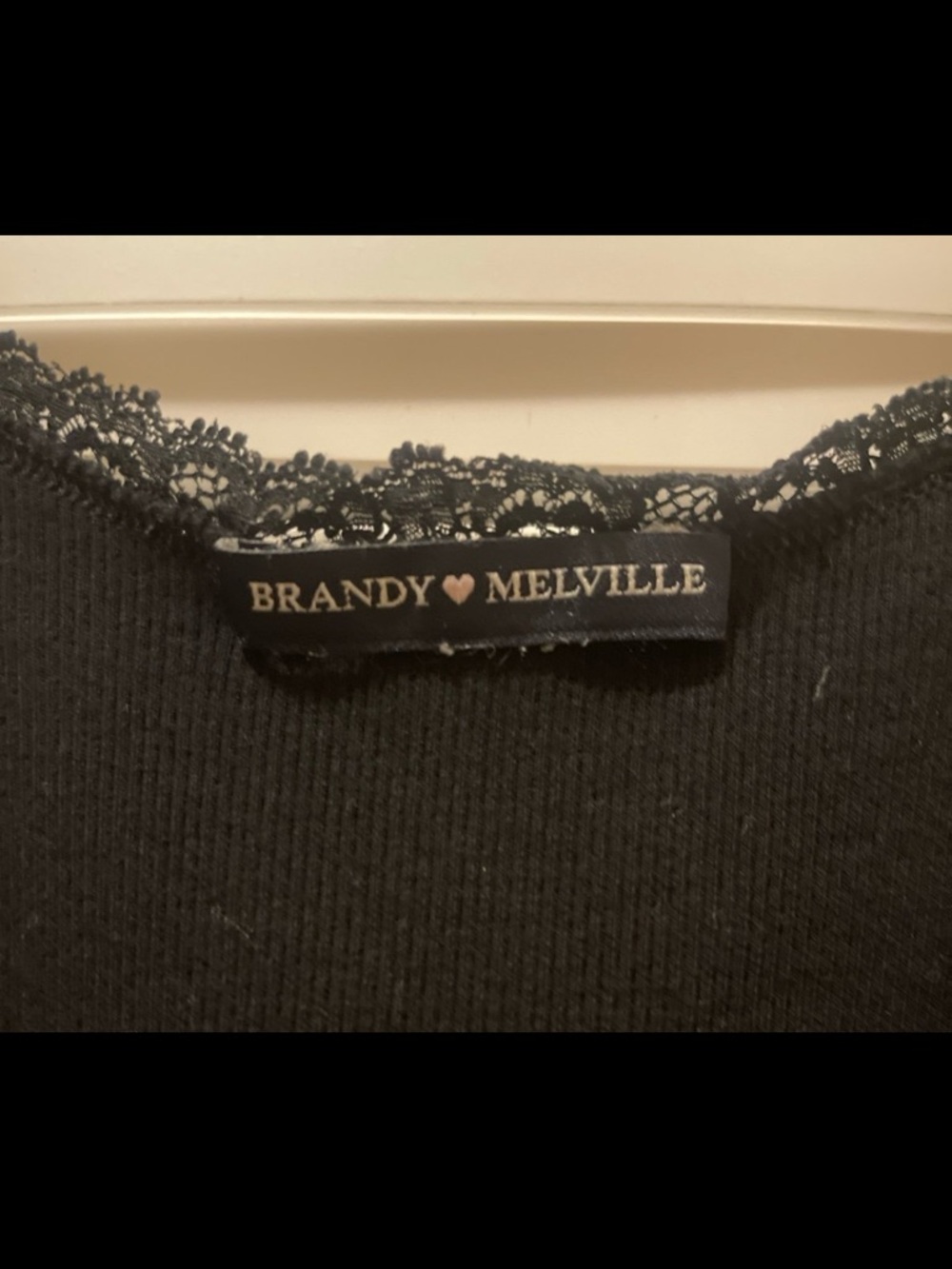 Brandy Melville Black Lace-Trim Ribbed Cami